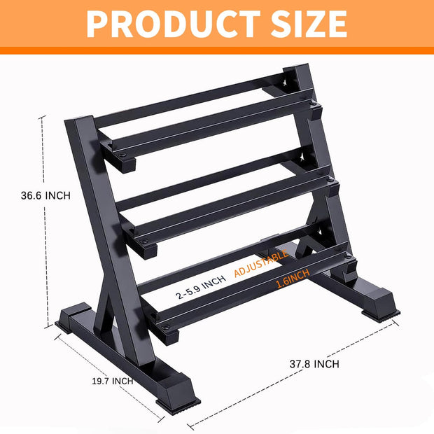 YUFER 6-10 Pair Hex Dumbbell Weight Set With Rack for Home Outdoor Gyms Rubber 5-50 lbs Exercise & Fitness Nonslip Handle Dumbbells and Storage Rack Hold 350/450/550 Pounds