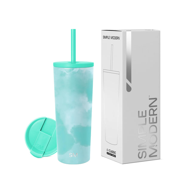 Simple Modern Insulated Tumbler with Lid and Straw | Iced Coffee Cup Reusable Stainless Steel Water Bottle Travel Mug | Gifts for Women Men Her Him | Classic Collection | 24oz | Midnight Black