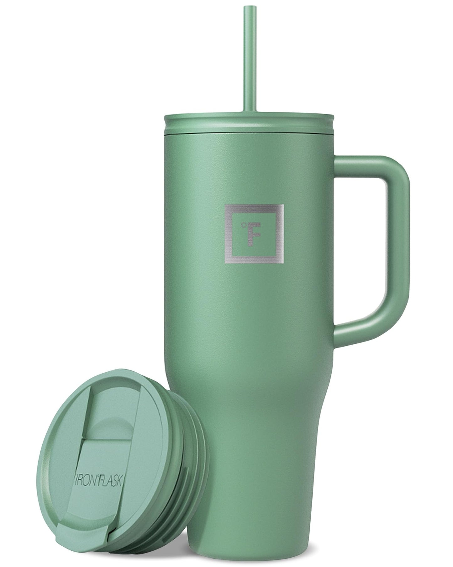 IRON °FLASK Co-Pilot Insulated Mug w/Straw & Flip Cap Lids - Cup Holder Bottle for Hot, Cold Drink - Leak-Proof - Water, Coffee Portable Travel Mug - Aurora, 32 Oz