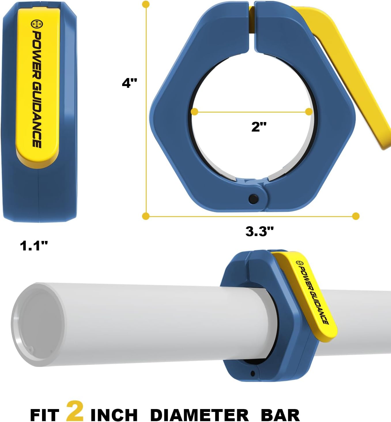 POWER GUIDANCE 2 inch Magnetic Barbell Collars, Quick Release Barbell Clamps for Olympic Lifts and Strength Training (Blue)