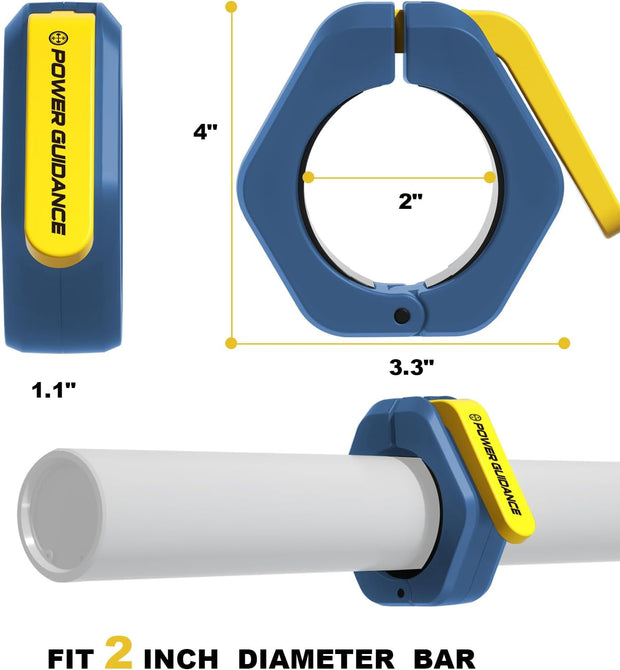 POWER GUIDANCE 2 inch Magnetic Barbell Collars, Quick Release Barbell Clamps for Olympic Lifts and Strength Training (Blue)