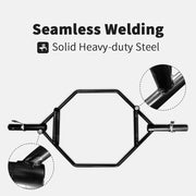 Olympic Hex Bar Solid Steel Sleeve 1000lbs Weight Capacity Trap Bar Deadlift Bar with Knurled Handles, for Bodybuilding Training, Squats, Deadlifts, Shrugs Power Pulls, Black