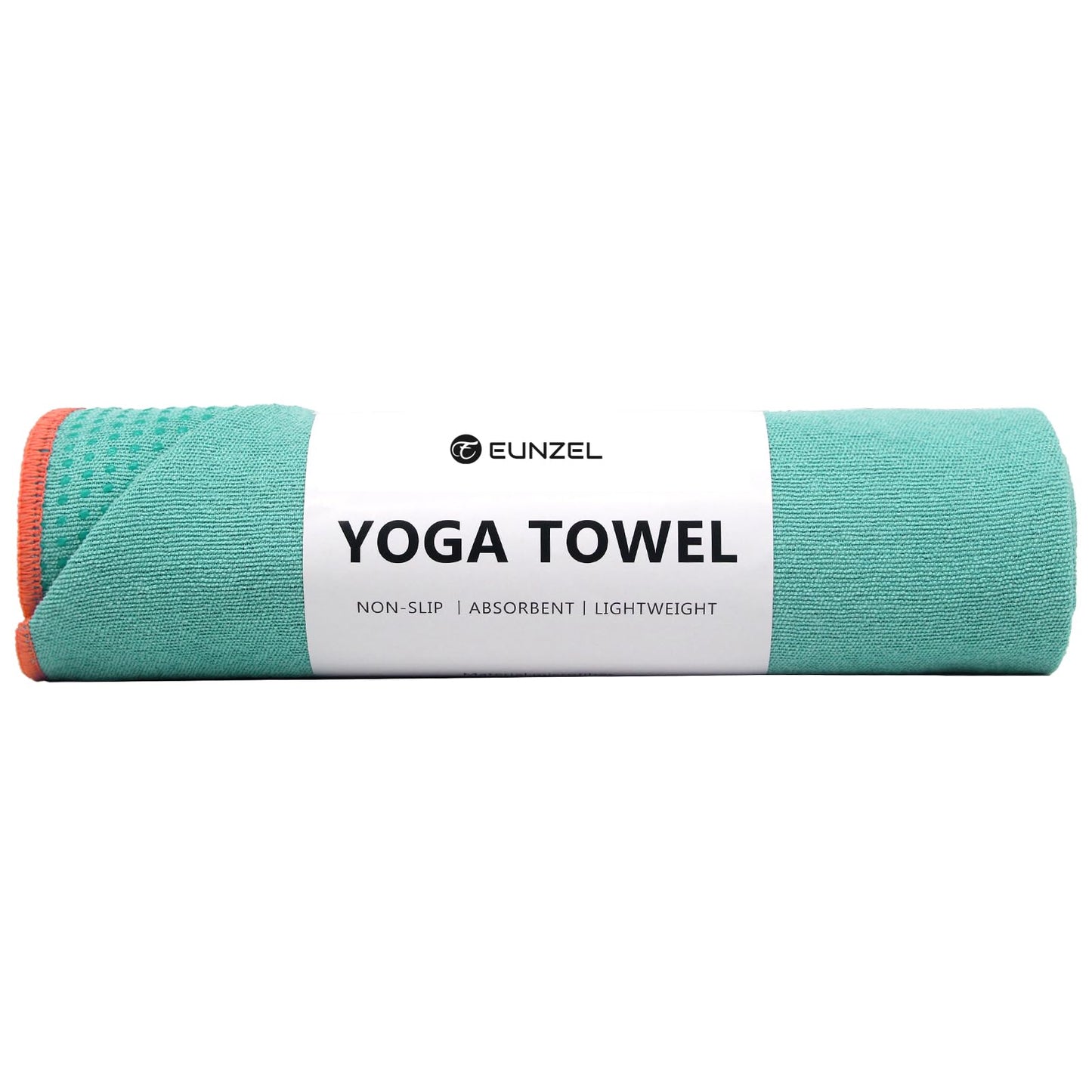 Eunzel Hot Yoga Towel - Microfiber Non Slip Yoga Mat Towel with Grip Dot Sweat Absorbent Towel for Hot Yoga, Pilates and Fitness 72" x 24", Dark Cyan/Orange