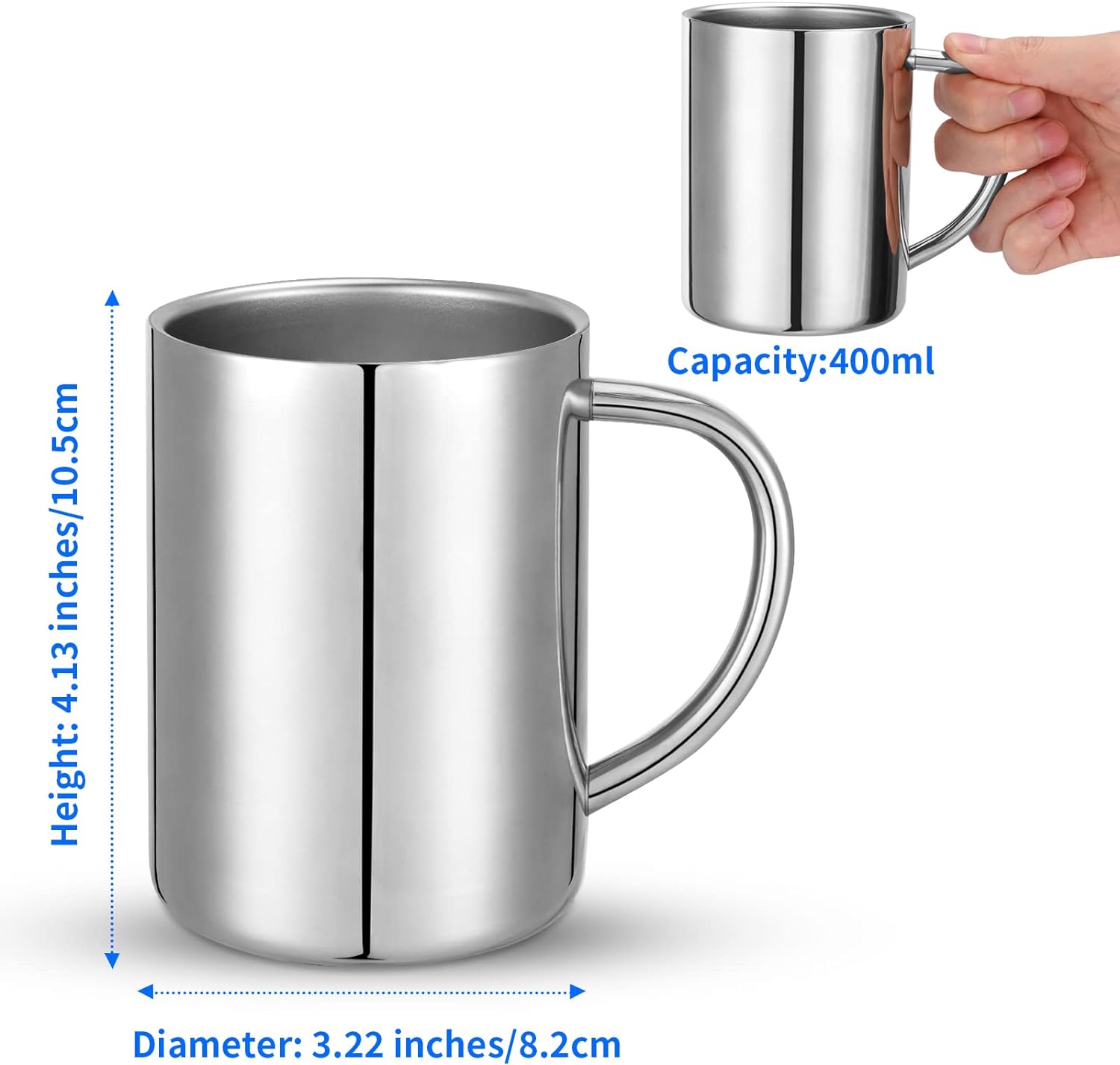 400ml Insulated 304 Stainless Steel Coffee Mug, Double-Wall Vacuum Travel Tumbler, Shatterproof for Camping, Office, and Outdoor - Durable, Perfect for Hot and Cold Drinks.