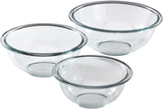 Pyrex Essentials (3-Piece) Glass Mixing Bowls Set For Prepping, Baking and Cooking, Preheated Oven, Dishwasher, Freezer, and Microwave Safe