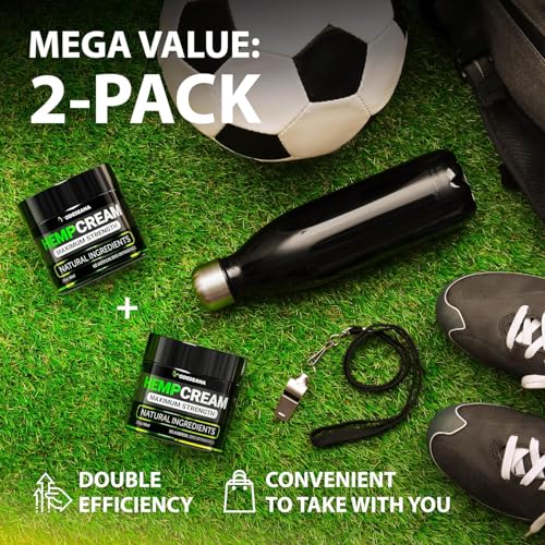 (2 Pack) Natural Hemp Cream - Maximum Strength Gel Rub to Soothe Discomfort - Cream with Hemp Oil, Arnica, MSM, Glucosamine, MSM, Aloe, Turmeric, Boswellia - Fast Absorption, Non-Greasy - 4 oz Total