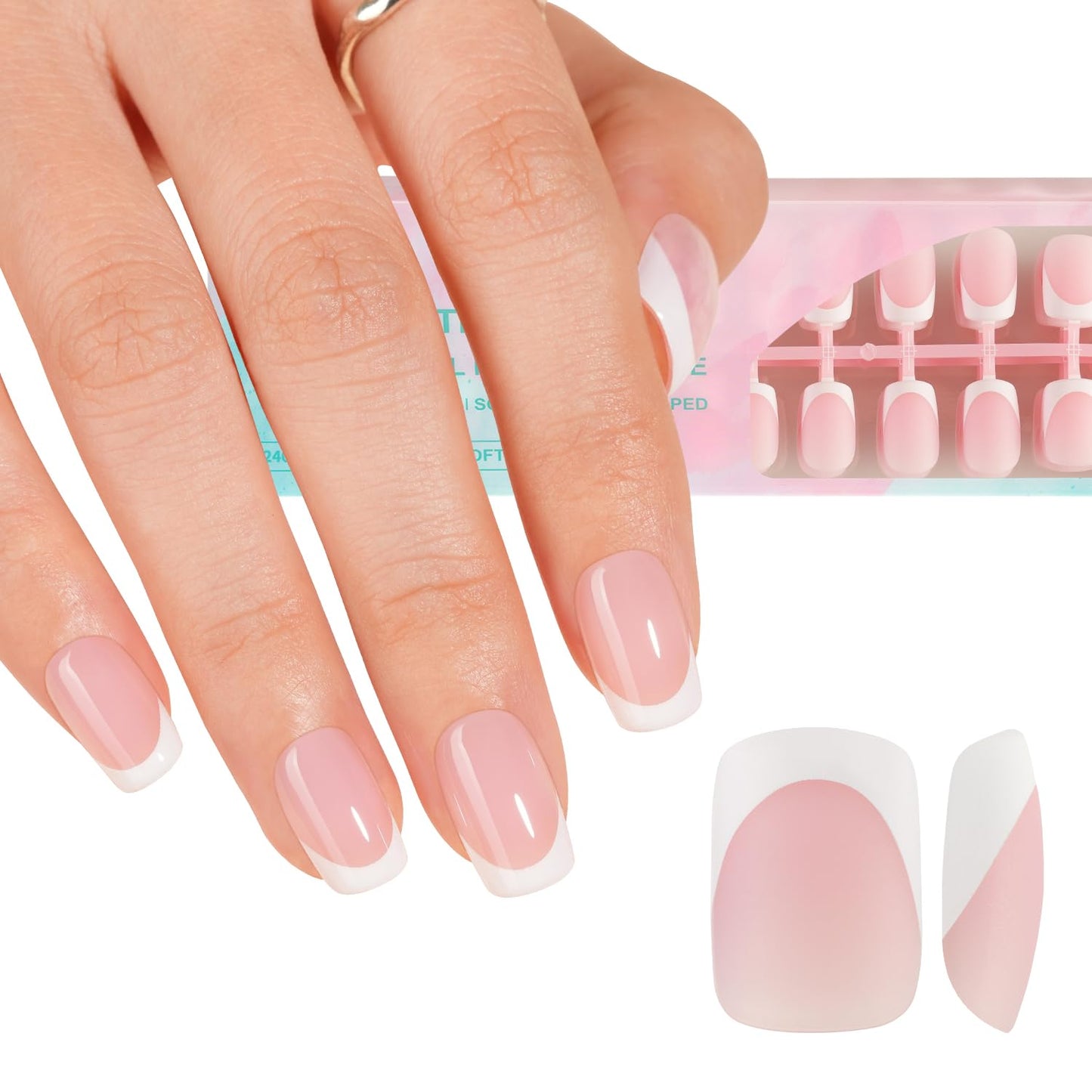 Misssix Deep French Gel Nail Tips, 150Pcs French Tip Press on Nails Long Square Brown, No Need to File 3 in 1 Tips Pre-lasting, Fake Nails for Nail Art DIY 15 Sizes