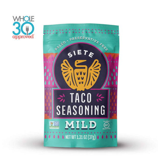 Siete Mild Taco Seasoning Mix | Gluten Free | Vegan | Paleo | Preservative Free | Whole 30 Approved (1 Packet)