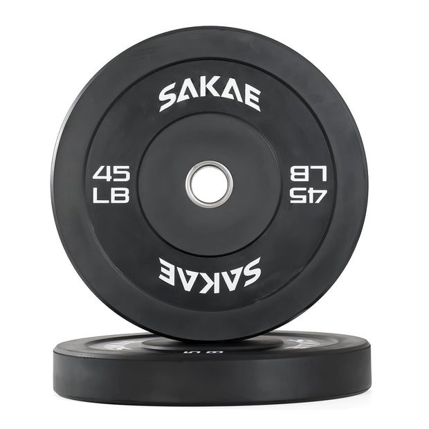 SAKAE Olympic Rubber Bumper Plates, 2-Inch Weight Plate Set with Steel Hub, Ideal for Weightlifting, CrossFit, Strength Training & Home Gym Workout, Available in Single, Pair & Sets, Multiple Sizes