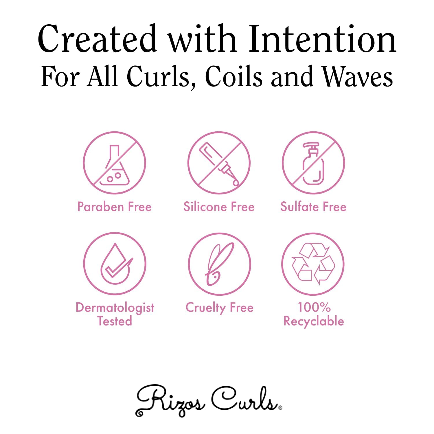 Rizos Curls Curl Defining Cream for Wavy, Curly, Coily, Kinky Hair Frizz Control, Defines, Softens, Moisturizes, Adds Shine for Hair Types Sulfate & Paraben Free