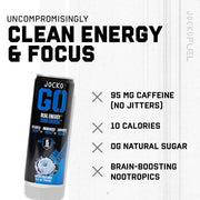 Jocko GO Energy Drink - Keto, Vitamin B12, Vitamin B6, Electrolytes, L Theanine, Magnesium- Energy Boost, Sugar Free Nootropic Monk Fruit Blend - 12 Pack (Lemon Lime)