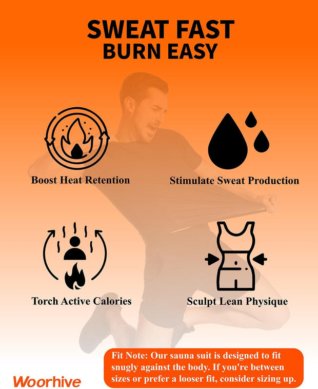 Sauna Shirt for Men,Heat-Trapping Short-Sleeve Sweat Suit, Compression T-Shirt,Body Shaper Vest for Gym Exercise