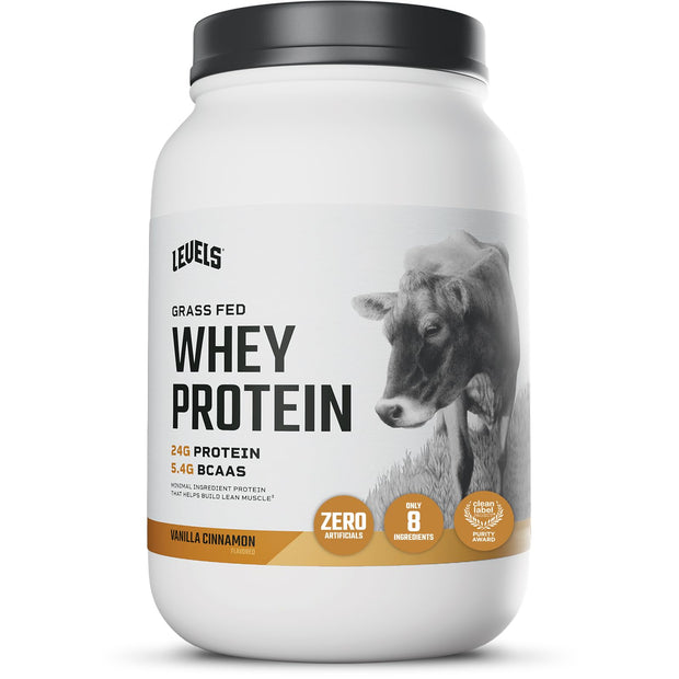 Levels Grass Fed Whey Protein Powder, No Artificials, 24G of Protein, Vanilla Bean, 2LB