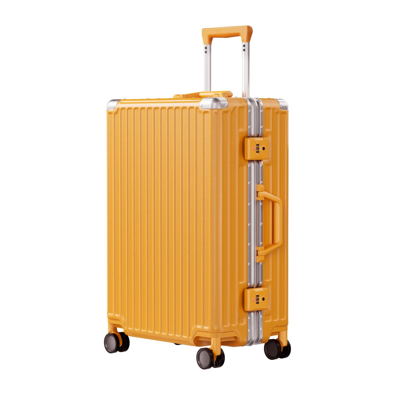 AnyZip Luggage Sets 2 Piece Aluminum Frame Carry On and Checked Suitcase PC ABS Hard Shell TSA Lock No Zipper(Silver, 20/28)