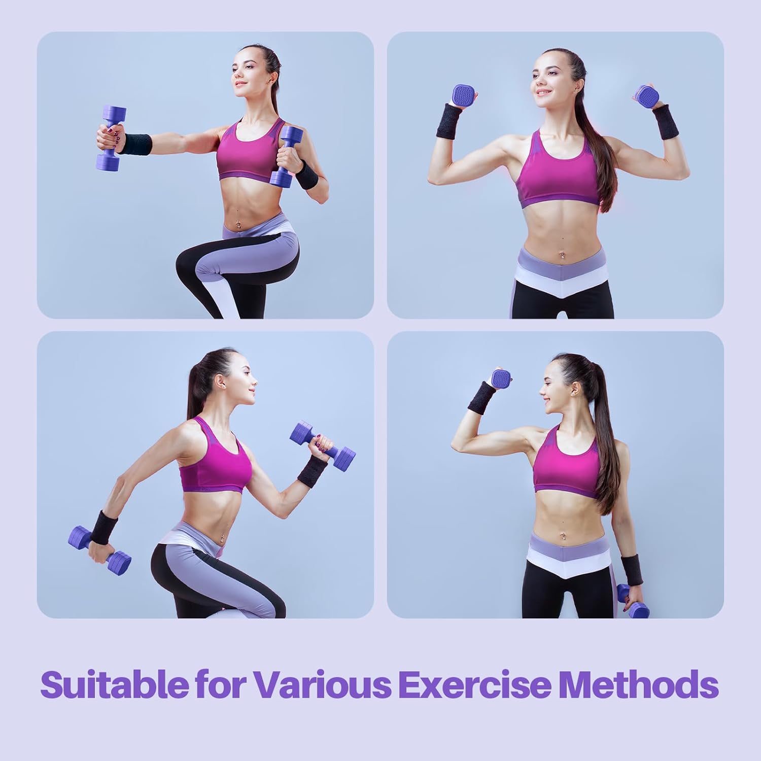 Zempox Adjustable Dumbbell Set of 2, 4 in 1 Free Weights Dumbbells Set for Women, Hand Weights for Women at Home, Each 2lb 3lb 4lb 5lb with TPU Soft Rubber Handle for Home Gym Exercise Training