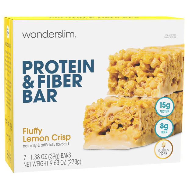 Wonderslim High Fiber Protein Bars, Fluffy S'more Crisp | 15g Protein, 8g Fiber | Low Sugar, Low Carb | Healthy Indulgence | Satisfying, Supports Energy & On-the-Go Convenience, 7 Pack