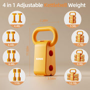 Lightweight Adjustable Dumbbell Kettlebell Set - 4 in 1 Free Weight Set with Kettlebell Grip Converter, Each 2.2 3.3 4.4 5.5lb Quick Change Weight Women Dumbbell Set for Small Spaces Home Gym
