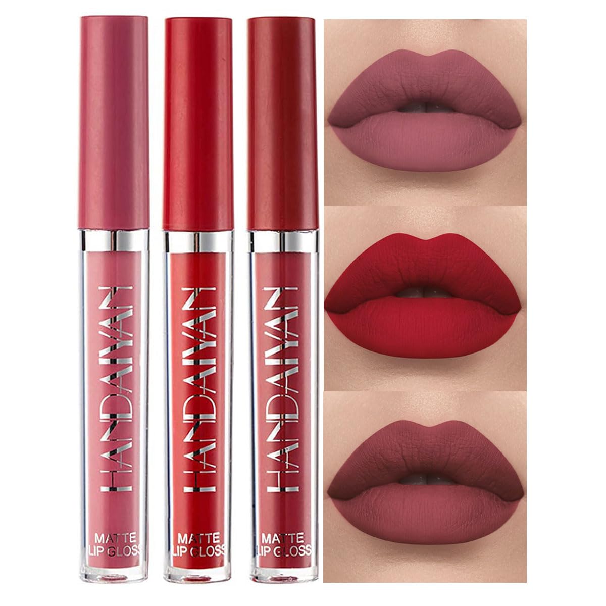 6Pcs Matte Liquid Lipstick Makeup Set, Matte liquid Long-Lasting Wear Non-Stick Cup Not Fade Waterproof Lip Gloss (Set A)