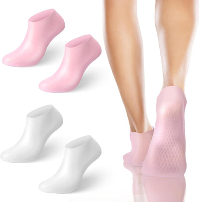 Silicone Socks for Dry Cracked Feet Women,New Upgrade Thickened Moisturizing Foot Mask Exfoliating Silicone Socks,2 Pairs Spa Gel Moisturizer Socks Foot Care After Pedicure,Large
