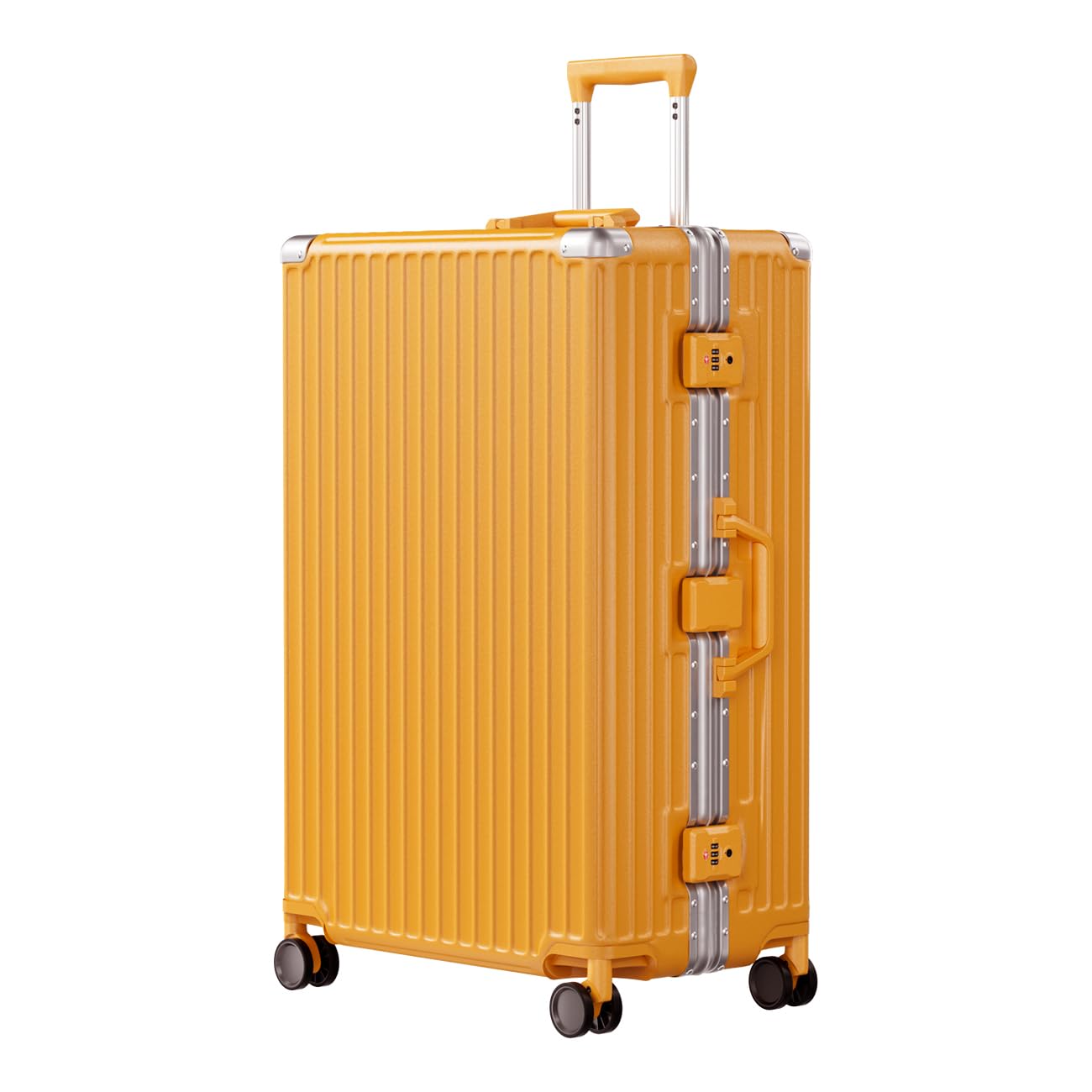 AnyZip Luggage Sets 2 Piece Aluminum Frame Carry On and Checked Suitcase PC ABS Hard Shell TSA Lock No Zipper(Silver, 20/28)