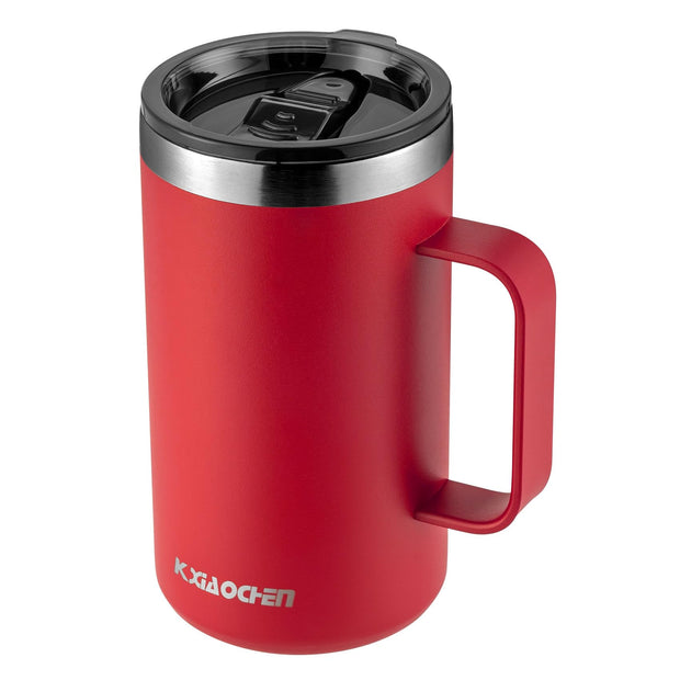 KXIAOCHEN 20oz Insulated Coffee Mug with Lid, Stainless Steel Coffee Cup, Double Wall Vacuum Coffee Tumbler with Handle, Premium Thermal Travel Coffee Mug (Navy Blue)