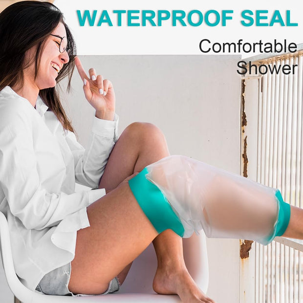 Waterproof Leg Cast Cover for Showering, Reusable Shower Sleeve for Lower Leg After Surgery, Watertight Non-Slip Adult Fracture Protector Bag, Water Proof Medical Covers for Calf/Ankle/Wound/Bandages