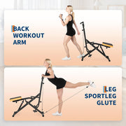 Squat Machine, Squat Assist Trainer with Adjustable12 Level Resistance, Foldable Squat Ride Rowing Machine for Home, Full Body Workout Gym for Glutes Legs Workout, 350 LBS Capacity