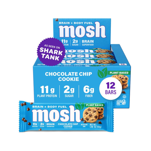 MOSH Variety Pack Vegan Protein Bars, Plant Based, Keto, Gluten Free, Brain Healthy Snack with Cognizin, Ashwagandha and Lion's Mane, 15 Count