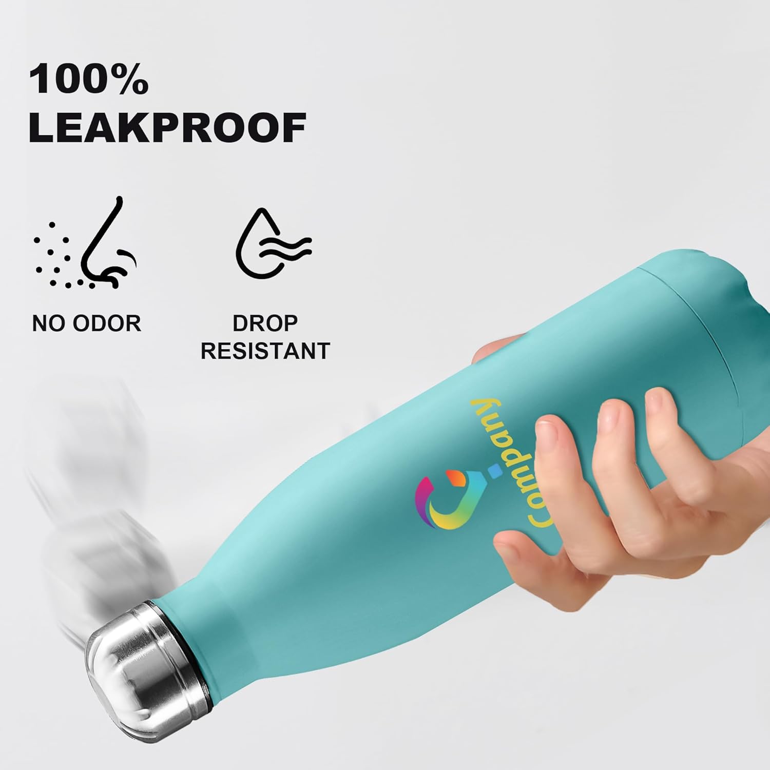 Personalized Custom Water Bottles 17oz Stainless Steel Double Wall Insulated Leakproof Cups for Sports Outdoors With Colorful Text Logo Print in USA