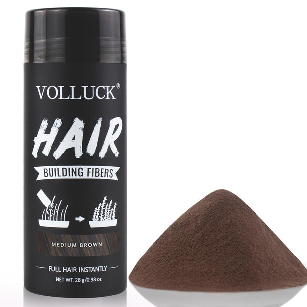 VOLLUCK Hair Fibers for Thinning Hair, Instant Coverage Hair Building Fibers for Women and men, Natural Hair Powder for Conceal Hair Loss 28 g (Dark Brown)