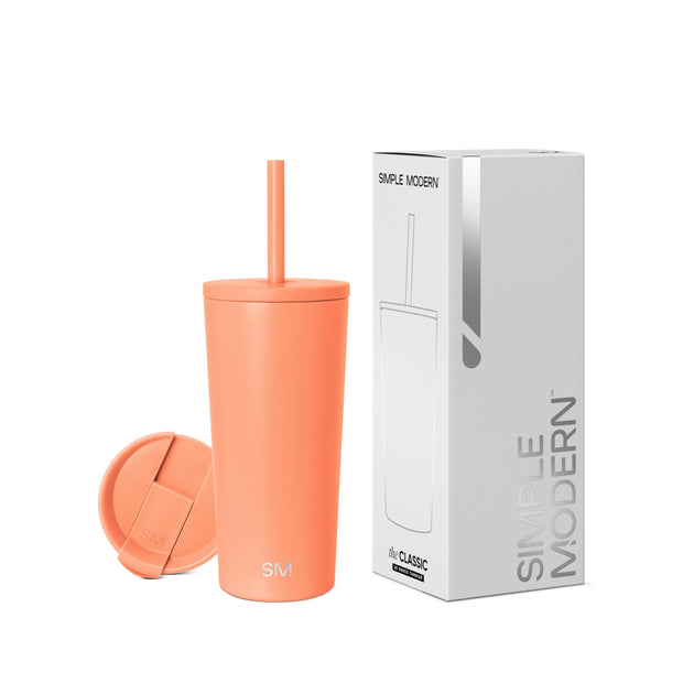 Simple Modern Insulated Tumbler with Lid and Straw | Iced Coffee Cup Reusable Stainless Steel Water Bottle Travel Mug | Gifts for Women Men Her Him | Classic Collection | 24oz | Midnight Black