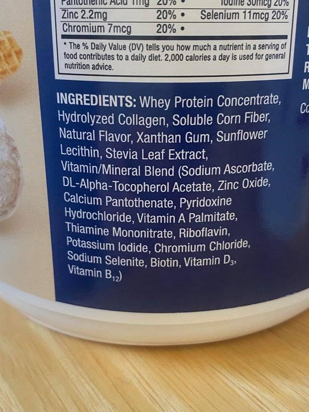 Pure Protein All-In-One Powder, Vanilla - Whey & Collagen, High Fiber, Vitamins, No Added Sugar, Non-GMO, Gluten-Free, 1.25lb
