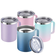 MEWAY 12oz Coffee Mug With Handle and Sliding Lid,Stainless Steel Travel Tumbler Cup with Handle,Double Wall Vacuum Insulated Camping Cup for Hot & Cold Drinks Tea (Purple,Set of 1)