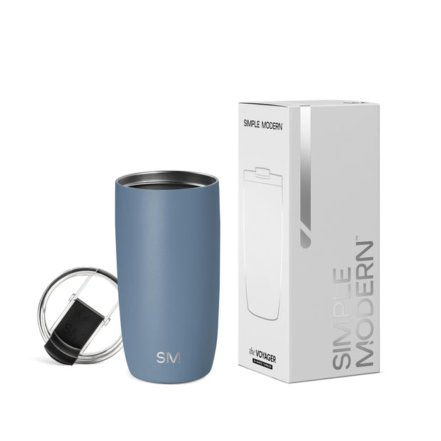Simple Modern Travel Coffee Mug Tumbler with Flip Lid | Reusable Insulated Stainless Steel Cold Brew Iced Coffee Cup Thermos | Gifts for Women Men Him Her | Voyager Collection | 12oz | Almond Birch