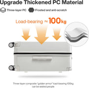 mixi 26 Inch Large Checked Luggage Suitcase with Spinner Wheels Upgrade Wide Handle PC Hard Shell Rolling Travel Suitcase with TSA Lock, Smoke White