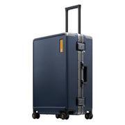 LEVEL8 Zipperless Checked Luggage with Aluminum Frame, Upgraded Medium Hardside Suitcase with Spinner Wheels, Metal Travel Luggage with Double Tsa Locks, 24 Inch, Black