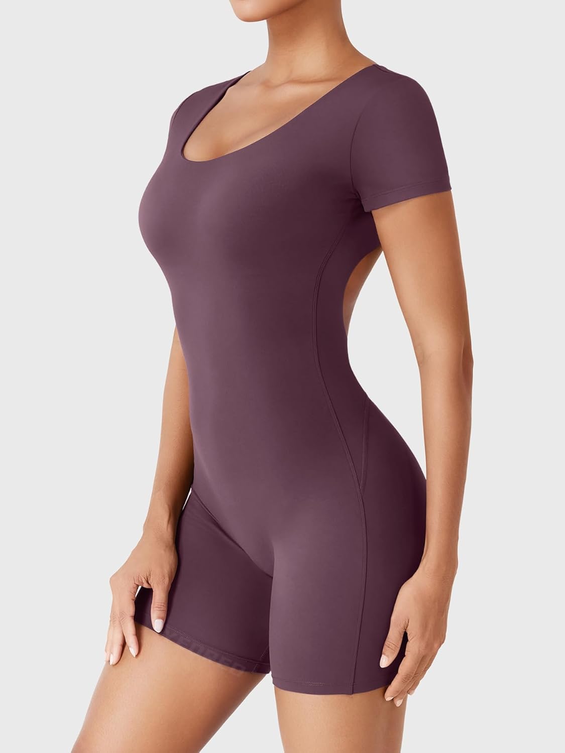 YEOREO One Piece Workout Jumpsuits Rompers For Women Xylia U Neck Sexy Backless Bodysuit Hidden Scrunch Butt Jumpsuit