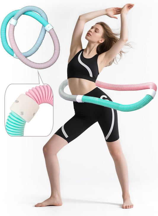 3.3lb Soft Weighted Hula Hoop | Foldable & Adjustable 38"-43" for Adults | Gentle No-Bruise Design, Waist Trainer for Weight Loss | Portable Exercise Ring, Home/Gym/Outdoor