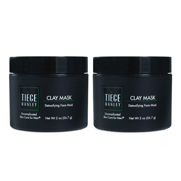 Tiege Hanley Mens Detoxifying Facial Clay Mask, 2 Oz (1-Pack) - Deep Pore Cleansing Charcoal Face Mask with Natural Kaolin Clay Absorbs Excess Oil & Reduces Appearance Pores - Skin Care for Men