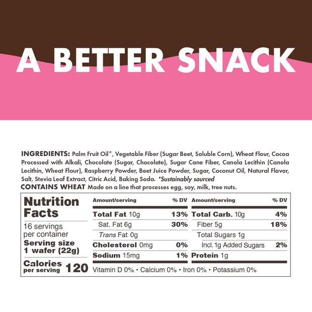 Rip Van Raspberry & Dark Chocolate Wafer Cookies - Healthy Snacks - Non GMO Keto Cookies - Keto Snacks - Low Carb, Low Sugar (1g), Low Calorie and Vegan Snack - 16 Count