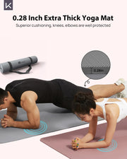 KEEP Yoga Mat, 32" Extra Wide Exercise Mat with Strap for Men and Women, 7mm Thick Double-Sided Non-Slip Eco-friendly Yoga Mat for Pilates, Workout and Fitness