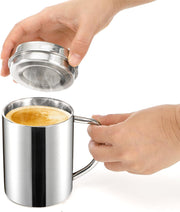 Yesland 2 Pack 13.5 oz Stainless Steel Double-Walled Metal Mugs, Insulated Coffee Cup with Lid and Handle, Thermal Camping Mugs for Coffee, Milk, Juice, Tea and Cold or Hot Drinks