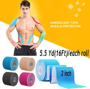OBTANIM 4 Rolls Waterproof Breathable Kinesiology Tape, Athletic Elastic Kneepad Muscle Pain Relief Knee Taping for Gym Fitness Running Tennis Swimming Football (Black, Skin, Pink, Light Blue)