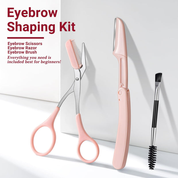 TsMADDTs Tweezers for Women Facial Hair, 8 in 1 Eyebrow Kit with Tweezers, Eyebrow Trimmer Scissors, Razor, Brush with Travel Bag, Hair Plucking Daily Beauty Tools