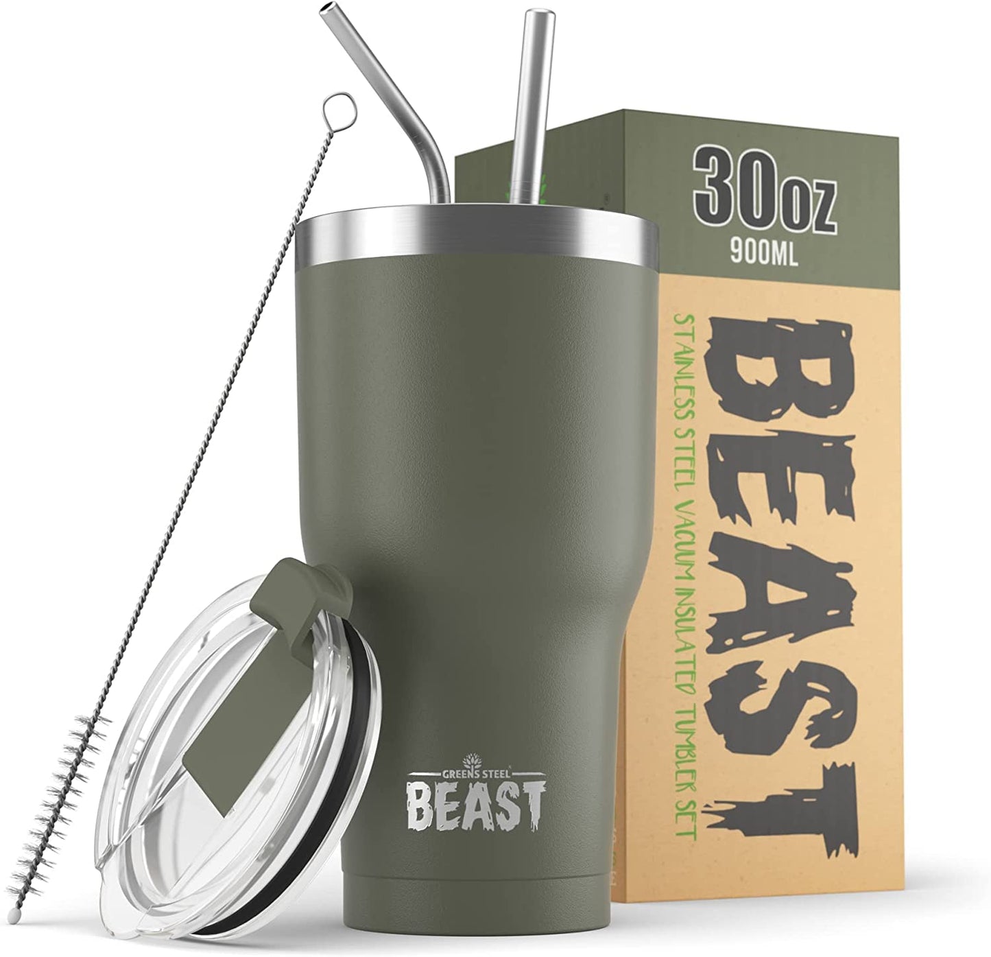 Beast 50 oz Tumbler Stainless Steel Vacuum Insulated Coffee Ice Cup Double Wall Travel Flask (Arctic White)
