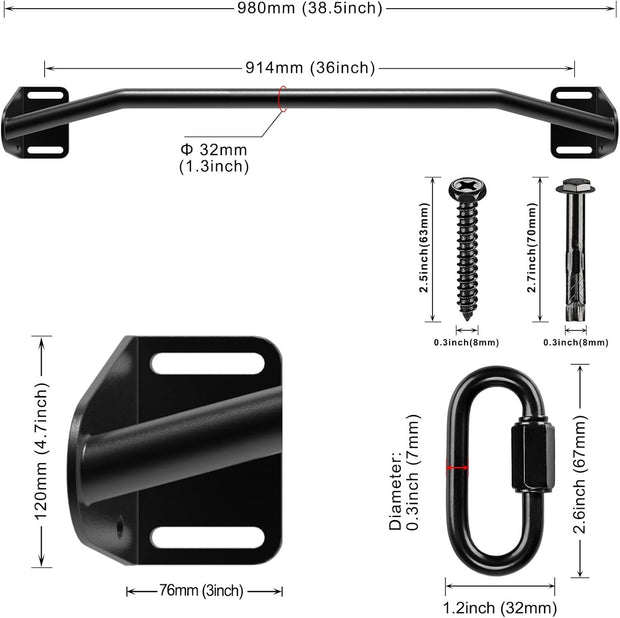 SELEWARE Heavy Duty Welded Pull Up Bar, Versatile Doorway Wall Mount, Joist Mounted, and Ceiling Mounted Chin Up Bars, Thick Metal Sturdy Construction for Full Body Workouts Support 500 lbs