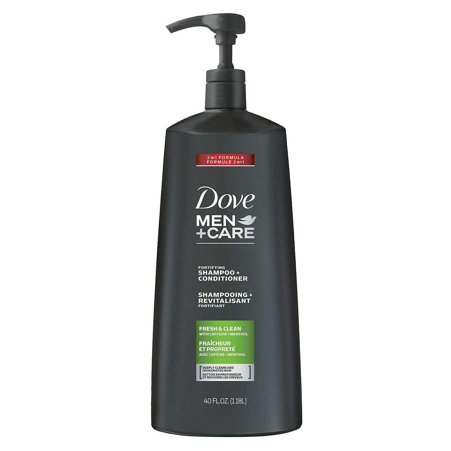 Dove Men+Care Fortifying 2 in 1 Shampoo and Conditioner, Fresh and Clean for Normal to Oily Hair with Caffeine and Menthol to Help Strengthen & Nourish Hair, 12 fl oz, Pack of 2