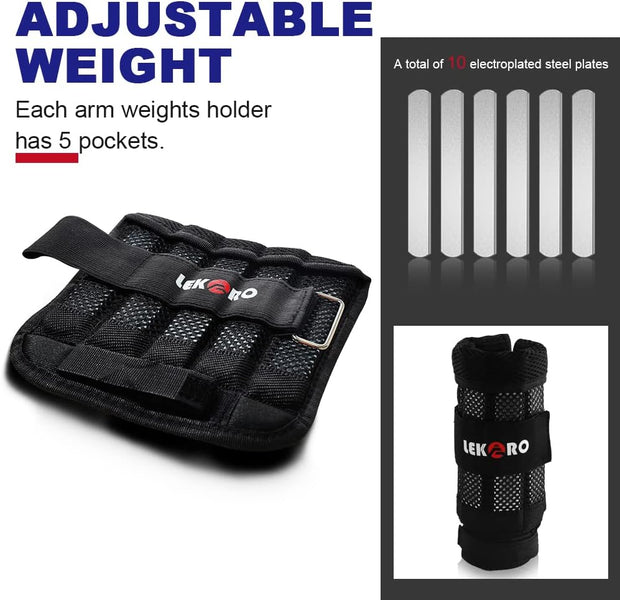 Wrist Arm Weights, Adjustable Wrist Weights, Removable Wrist Ankle Weights for Men Women, for Fitness, Walking, Jogging, Workout, Running, 1Pair 2 Pack