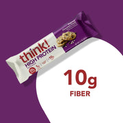 think! Protein Bars, High Protein Snacks, Gluten Free, High Fiber, Oatmeal Chocolate Chunk, 10 Count