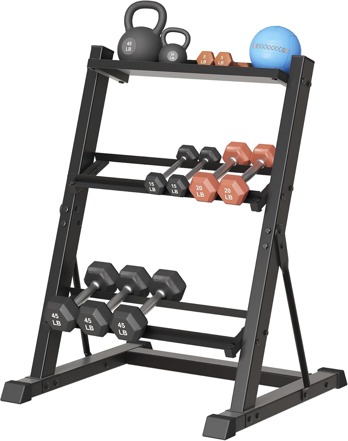 3 Tier Dumbbell Rack Weight Storage Organizer for Home Gym, Weight Rack for Dumbbells, Kettlebells, 500LBS(Rack Only)